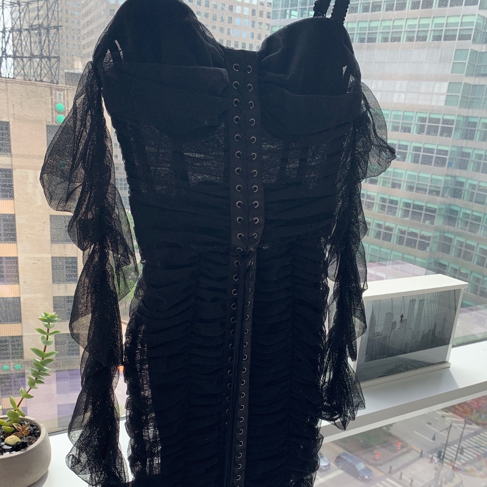 DOLCE & GABBANA LACE-UP MIDI DRESS - Tulle/Lace/Silk **MINT CONDITION**